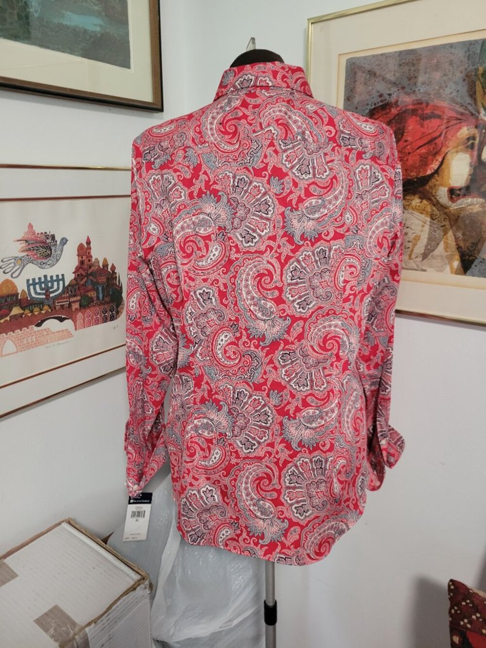 NWT Chaps XL Paisley Print Shirt No Iron - Picture 3 of 5